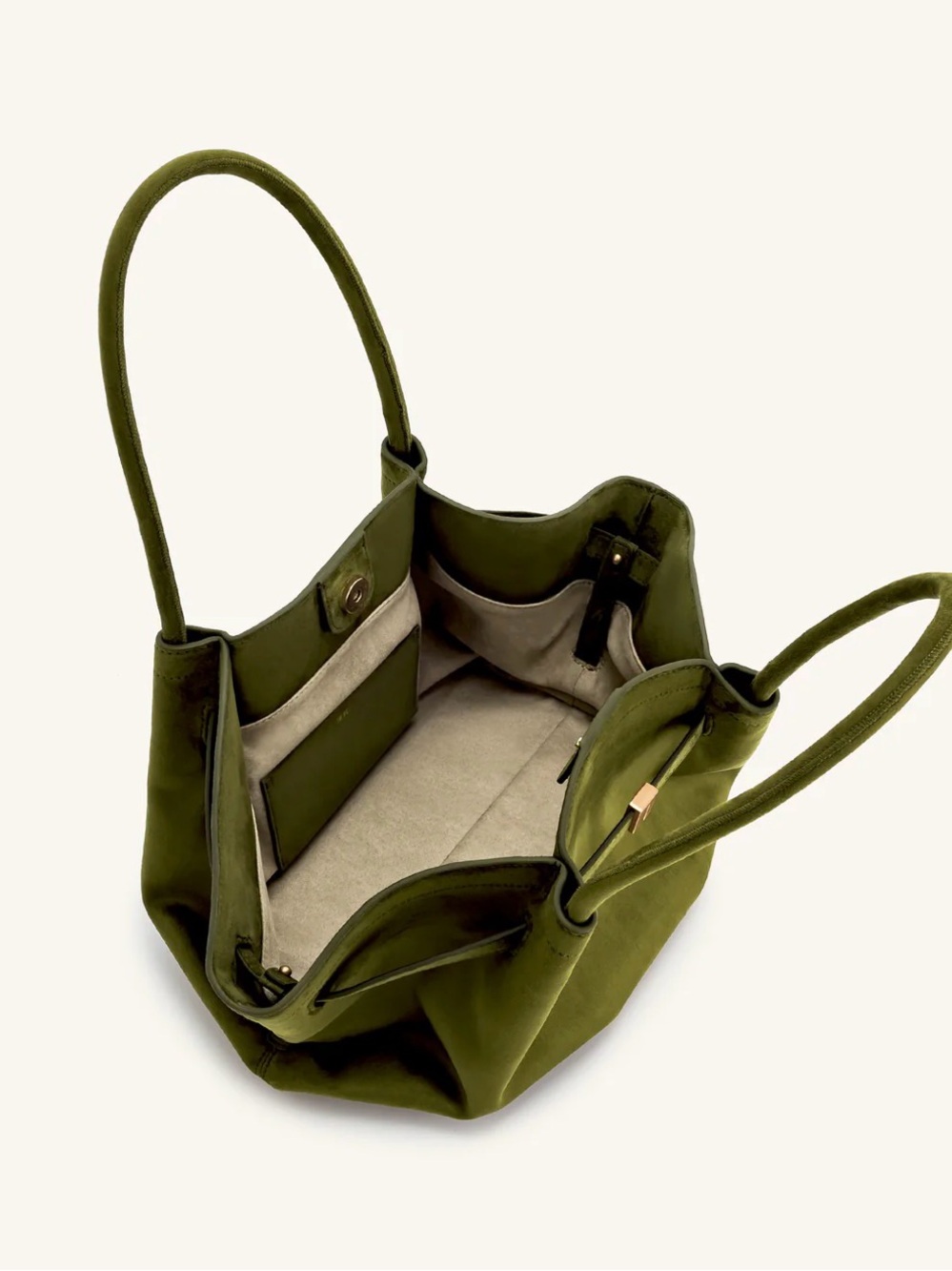 BNWT JW Pei Hana Medium Faux Suede Tote Bag Dark Olive - Picture 3 of 5